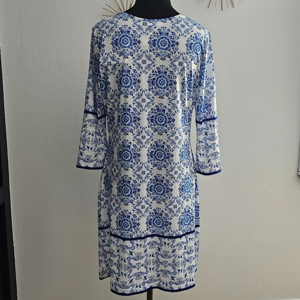 NWT *Jean-Pierre Klifa* Women's Floral 3/4 Sleeves Stretch Jersey Daphne Dress M - Picture 3 of 8